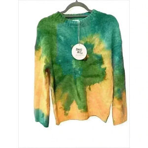 Princess Polly Womens Sofie Sweater S/M Tie Dye Green Yellow Brat Pullover NWT